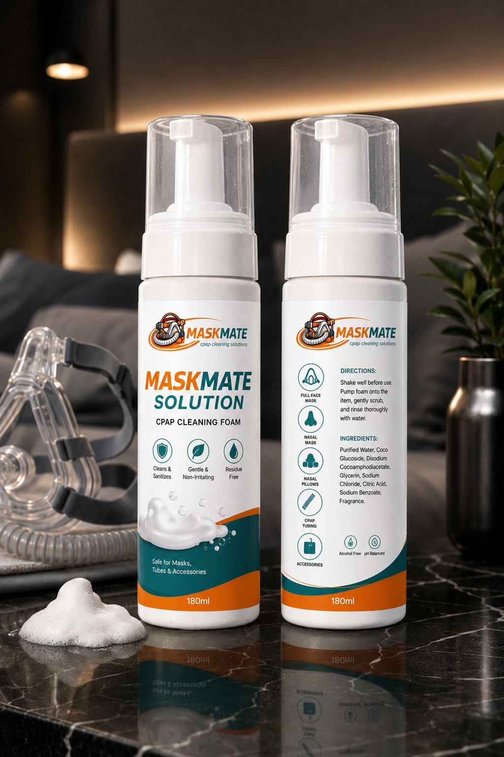MaskMate Solution - CPAP Cleaning Foam 180ml